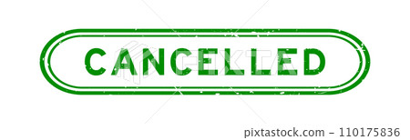 Grunge green cancelled word rubber seal stamp on white background 110175836