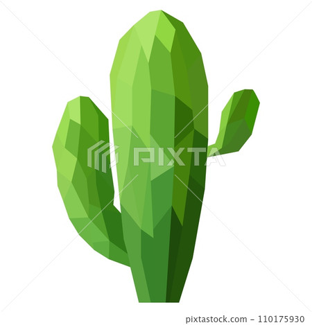 Polygonal green cactus on white background Polygonal green cactus on white background 110175930