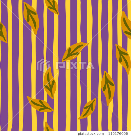 Vibrant, seamless botanical illustration with a fresh leaves. 110176006