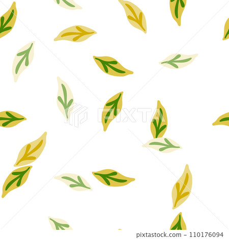 Vibrant, seamless botanical illustration with a fresh leaves. 110176094