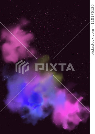 Cartoon multicolored nebula clouds in space. Cartoon multicolored nebula clouds in space. 110176126