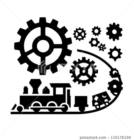 silhouette gears icons set black Vector illustration. silhouette gears icons set black Vector illustration. 110176198