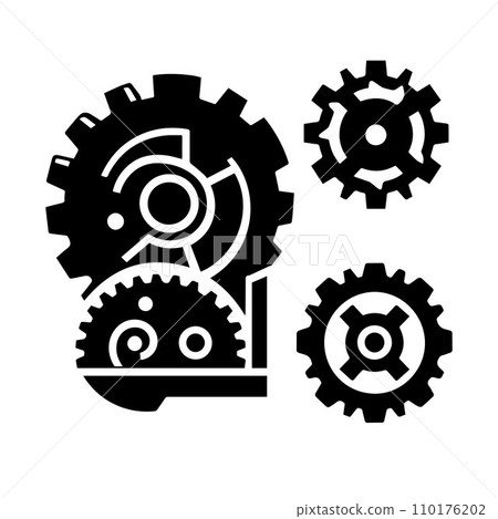 silhouette gears icons set black Vector illustration. silhouette gears icons set black Vector illustration. 110176202