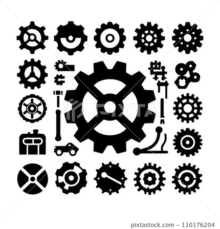silhouette gears icons set black Vector illustration. 110176204
