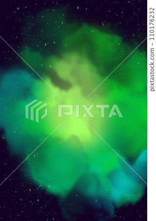 A fantastic green cloud of gas nebula in stellar space. A fantastic green cloud of gas nebula in stellar space. 110176232