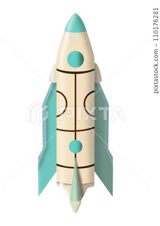 Fantastic cartoon space shuttle in white color with mint blue elements. Fantastic cartoon space shuttle in white color with mint blue elements. 110176281