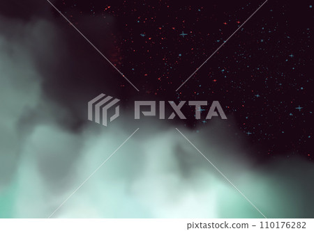 Cartoon glowing nebula in space. 110176282
