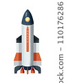 Fantastic Cartoon Space Rocket Illustration. 110176286