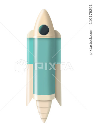 Fantastic cartoon space shuttle mint blue color. 110176291
