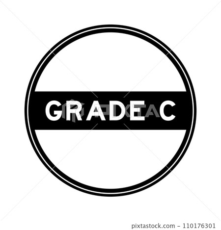 Black color round seal sticker in word grade C on white background Black color round seal sticker in word grade C on white background 110176301