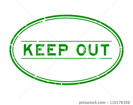 Grunge green keep out word oval rubber seal stamp on white background Grunge green keep out word oval rubber seal stamp on white background 110176308