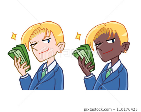 帥氣有錢人插畫（上半身） 110176423