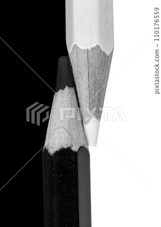 white and black pencil on white and black background 110176559