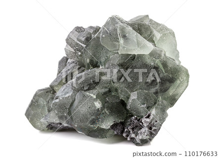 Macro stone Fluorite mineral on white background 110176633