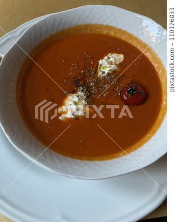 Tomato soup close up Tomato soup close up 110176831