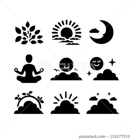 Set of silhouette flat style clouds sky elements vector illustration. 110177553