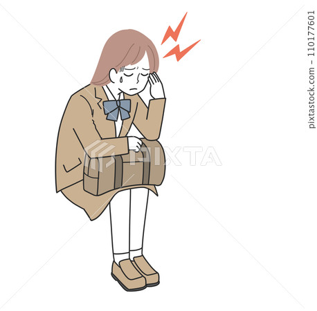 女學生因嚴重頭痛而坐下 110177601