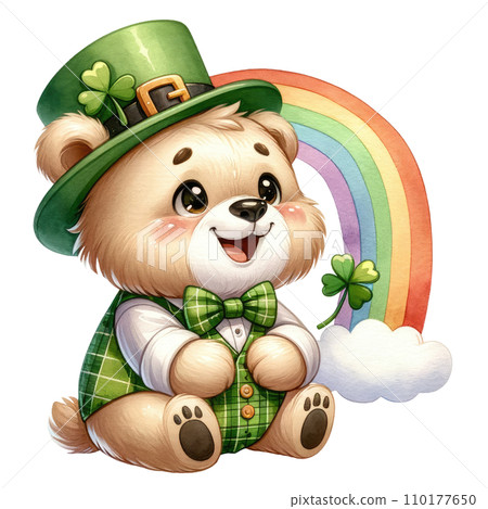 Teddy bear in a green jacket and a hat for St Patricks Day Teddy bear in a green jacket and a hat for St Patricks Day 110177650