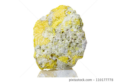 macro mineral stone sulfur on a white background 110177778