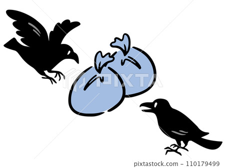 Crow and garbage bag. Isometric diagram. 110179499