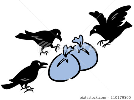 Crow and garbage bag. Isometric diagram. 110179500