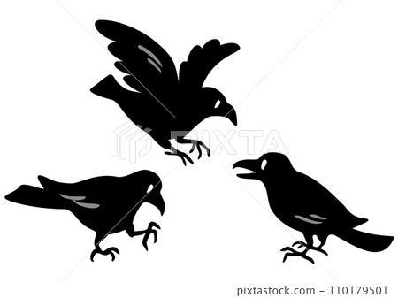 3隻烏鴉。等距圖。 110179501