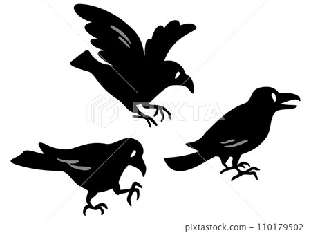 3隻烏鴉。等距圖。 110179502