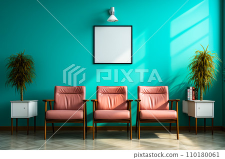 Couple of chairs sitting next to each other in room. Generative AI Couple of chairs sitting next to each other in room. Generative AI 110180061