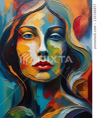 Abstract colorful watercolour painting on canvas texture. Hand-drawn brush stroke, oil painting background. Modern Art Oil Paintings. Abstract modern art 110180857