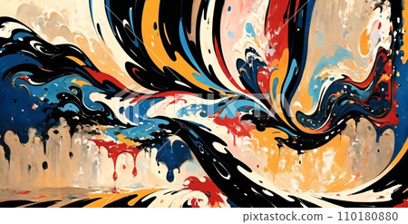 Oil paint drawing. Abstract colored background. Abstraction in the style of impressionism. Modern surrealist painting. Good as a poster for wall decor. Surreal design 110180880