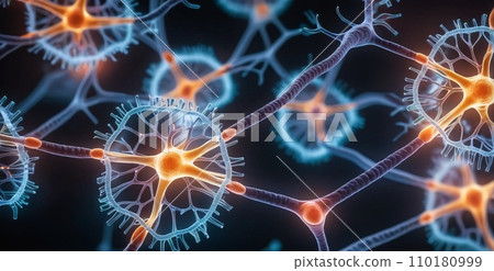 A neuron net inside of brain, shimmering with a vibrant rainbow of colors A neuron net inside of brain, shimmering with a vibrant rainbow of colors 110180999