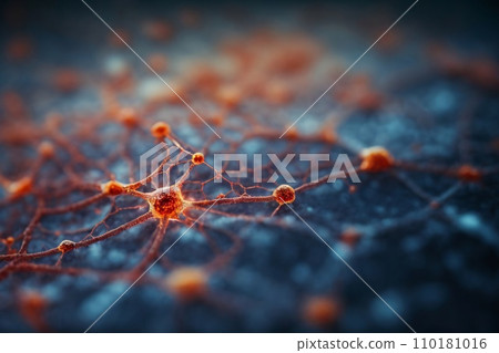 A neuron net inside of brain, shimmering with a vibrant rainbow of colors 110181016