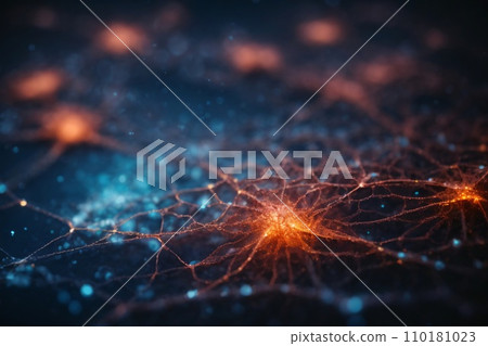 A neuron net inside of brain, shimmering with a vibrant rainbow of colors A neuron net inside of brain, shimmering with a vibrant rainbow of colors 110181023