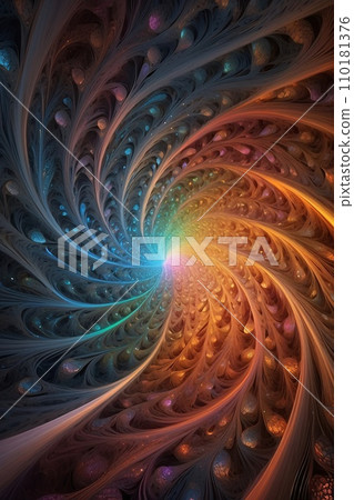 Abstract image of a magnificent array of miniature, iridescent particles, delicately arranged to form a mesmerizing pattern of kaleidoscopic colors. Vivid chromatic nanotechnology background. Abstract image of a magnificent array of miniature, iridescent particles, delicately arranged to form a mesmerizing pattern of kaleidoscopic colors. Vivid chromatic nanotechnology background. 110181376