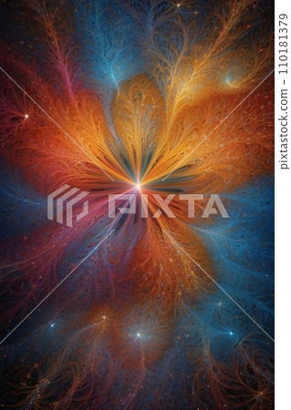 Abstract image of a magnificent array of miniature, iridescent particles, delicately arranged to form a mesmerizing pattern of kaleidoscopic colors. Vivid chromatic nanotechnology background. Abstract image of a magnificent array of miniature, iridescent particles, delicately arranged to form a mesmerizing pattern of kaleidoscopic colors. Vivid chromatic nanotechnology background. 110181379
