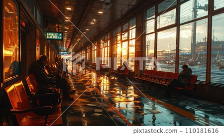Sunset Serenade Tranquil Layover with Reflective Glass 110181616