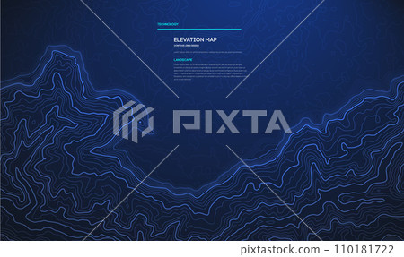 Topographic map blue technology background. Big data elevation map with contour lines. 110181722