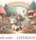 天使般可愛的女孩和彩虹 110182019