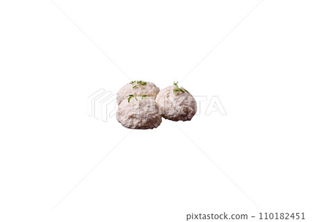 Delicious healthy steamed chicken cutlets or minced meatballs Delicious healthy steamed chicken cutlets or minced meatballs 110182451