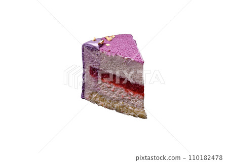 Delicious fresh sweet mousse cake with berry filling Delicious fresh sweet mousse cake with berry filling 110182478