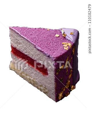 Delicious fresh sweet mousse cake with berry filling 110182479