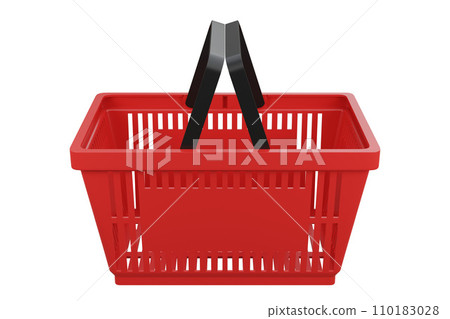 Plastic shopping basket. Isolated supermarket shopping cart. Plastic shopping basket. Isolated supermarket shopping cart. 110183028