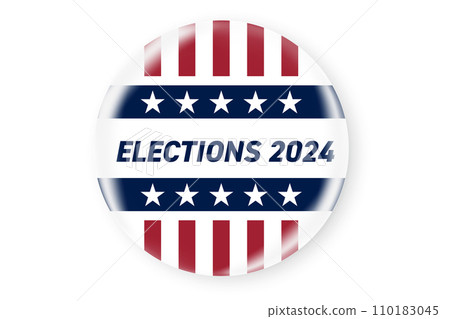 2024 presidential election badge or pin. US, USA, american election, voting sign. 2024 presidential election badge or pin. US, USA, american election, voting sign. 110183045