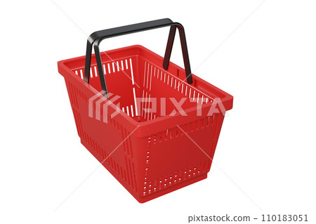 Plastic shopping basket. Isolated supermarket shopping cart. Plastic shopping basket. Isolated supermarket shopping cart. 110183051