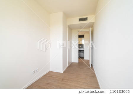 Empty rectangular premise for kitchen after flat renovation Empty rectangular premise for kitchen after flat renovation 110183065