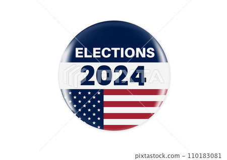 2024 presidential election badge or pin. US, USA, american election, voting sign. 2024 presidential election badge or pin. US, USA, american election, voting sign. 110183081
