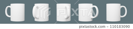11oz white mugs on isolated background. 11oz white mugs on isolated background. 110183090