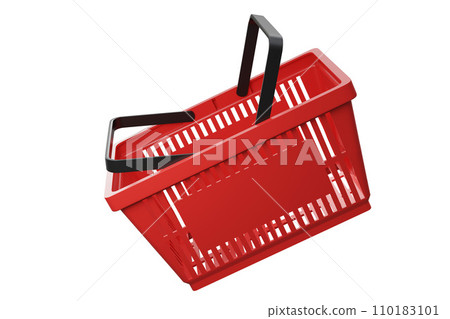 Plastic shopping basket. Isolated supermarket shopping cart. Plastic shopping basket. Isolated supermarket shopping cart. 110183101
