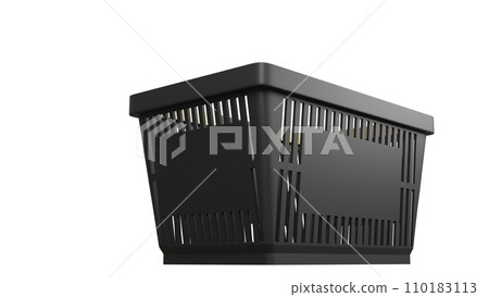 Plastic bag shopping basket with gold handles. Isolated supermarket shopping cart. Plastic bag shopping basket with gold handles. Isolated supermarket shopping cart. 110183113