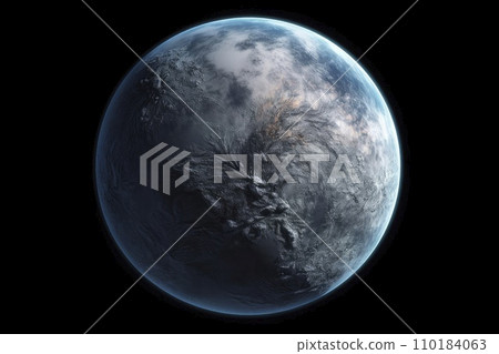 AI-generated content. Striking depiction of a terrestrial planet with intricate surface details AI-generated content. Striking depiction of a terrestrial planet with intricate surface details 110184063